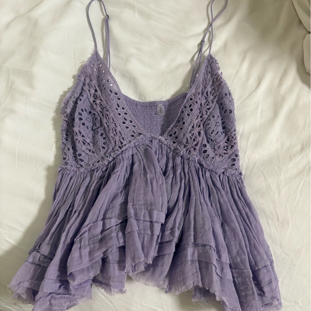 Free People Lavender flowy crochet top